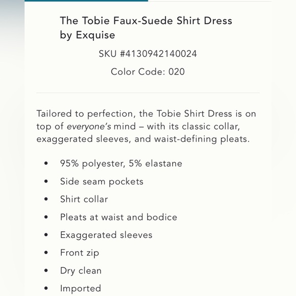 Anthropologie x Exquise The Tobie Faux-Suede Shirt Dress Size Small NWT - Picture 4 of 14